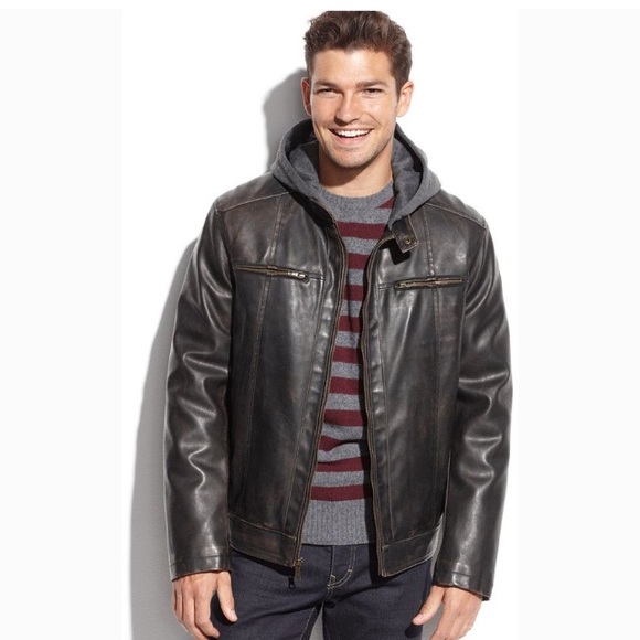 tommy hilfiger leather coat